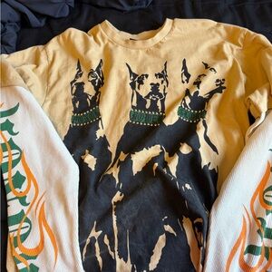 Men's Long Sleeve Graphic Tee - Yellow & Black Dog Design